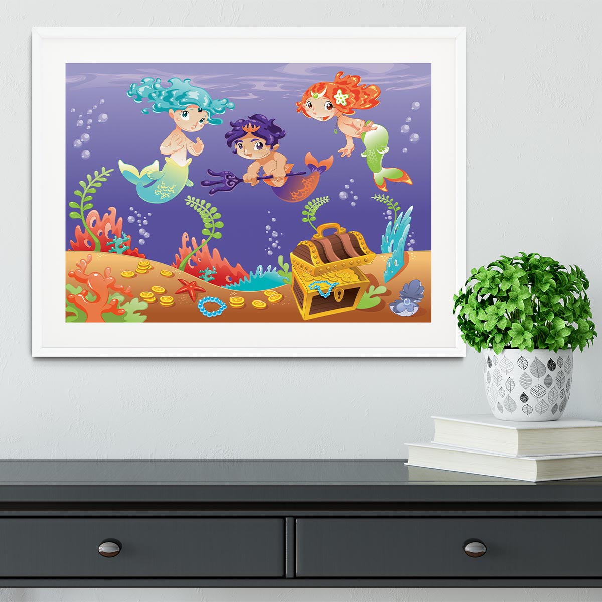 Baby Sirens and Baby Triton Framed Print - Canvas Art Rocks - 5