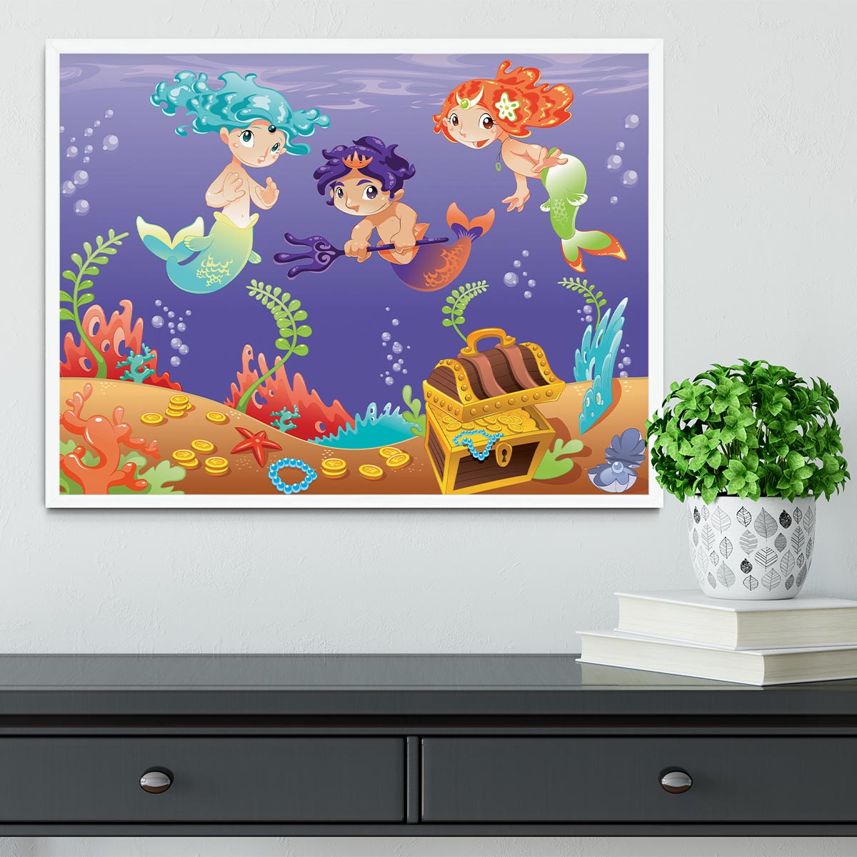 Baby Sirens and Baby Triton Framed Print - Canvas Art Rocks -6