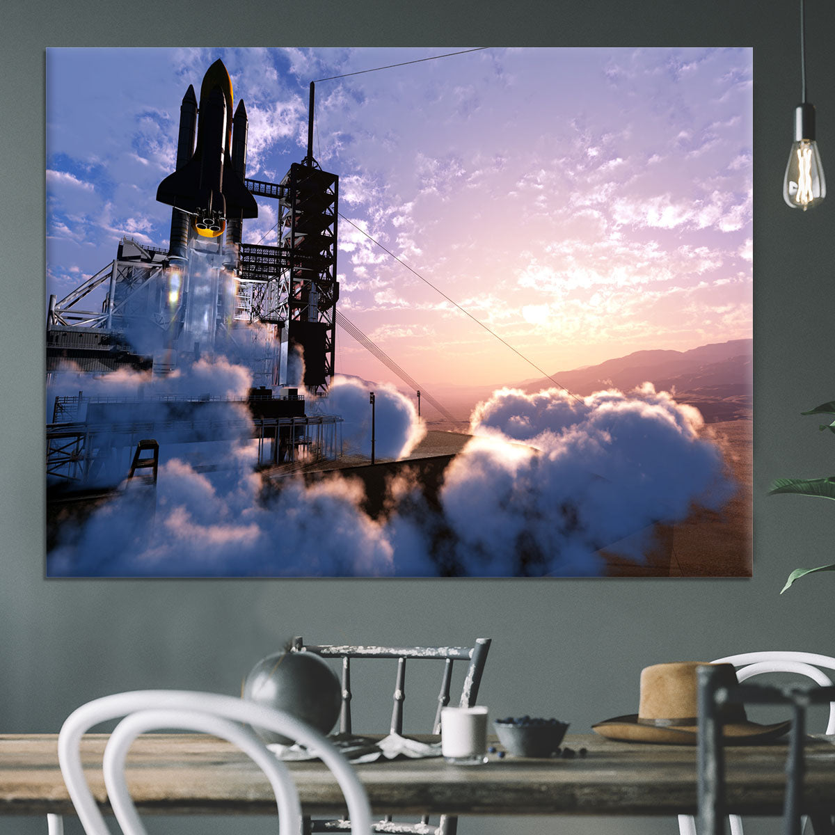 Baikonur with the spacecraft against the sky Canvas Print or Poster - Canvas Art Rocks - 3