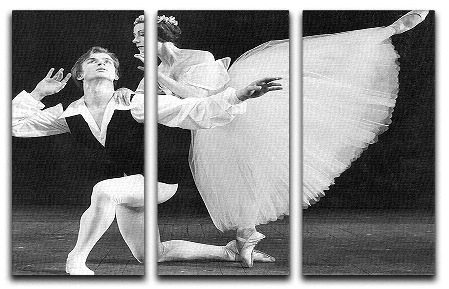 Ballet dancers Rudolf Nureyev and Yvette Chauvire 3 Split Panel Canvas Print - Canvas Art Rocks - 1