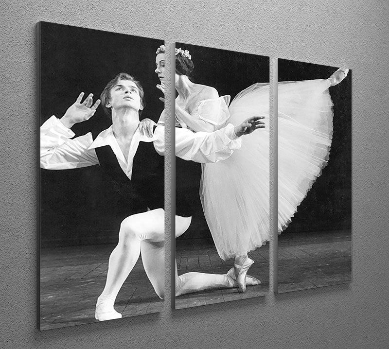 Ballet dancers Rudolf Nureyev and Yvette Chauvire 3 Split Panel Canvas Print - Canvas Art Rocks - 2