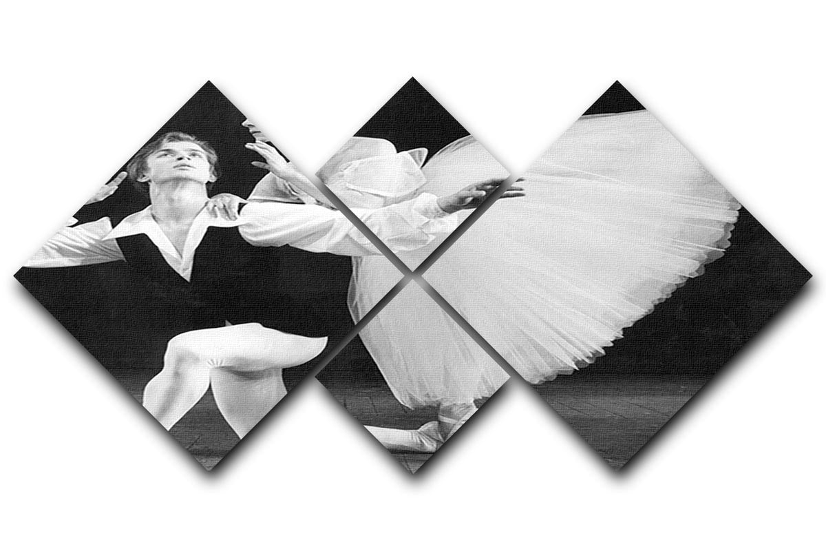 Ballet dancers Rudolf Nureyev and Yvette Chauvire 4 Square Multi Panel Canvas - Canvas Art Rocks - 1