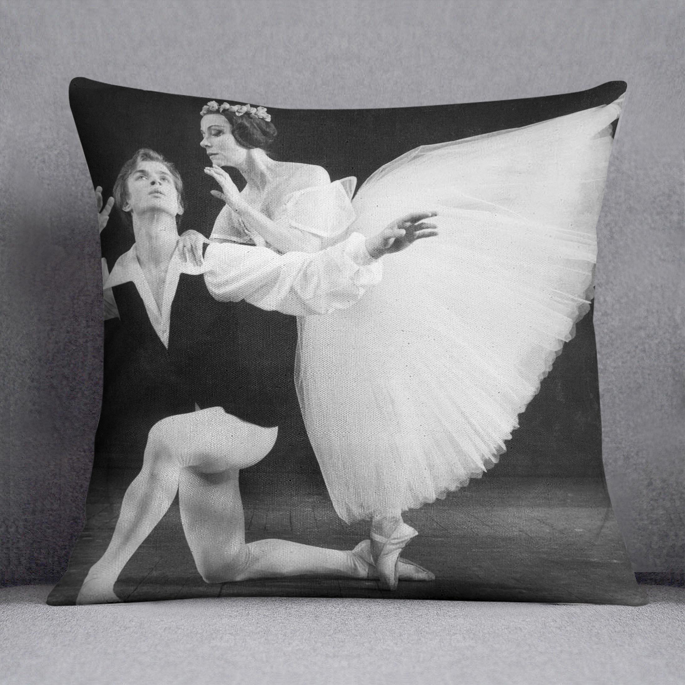 Ballet dancers Rudolf Nureyev and Yvette Chauvire Cushion - Canvas Art Rocks - 1