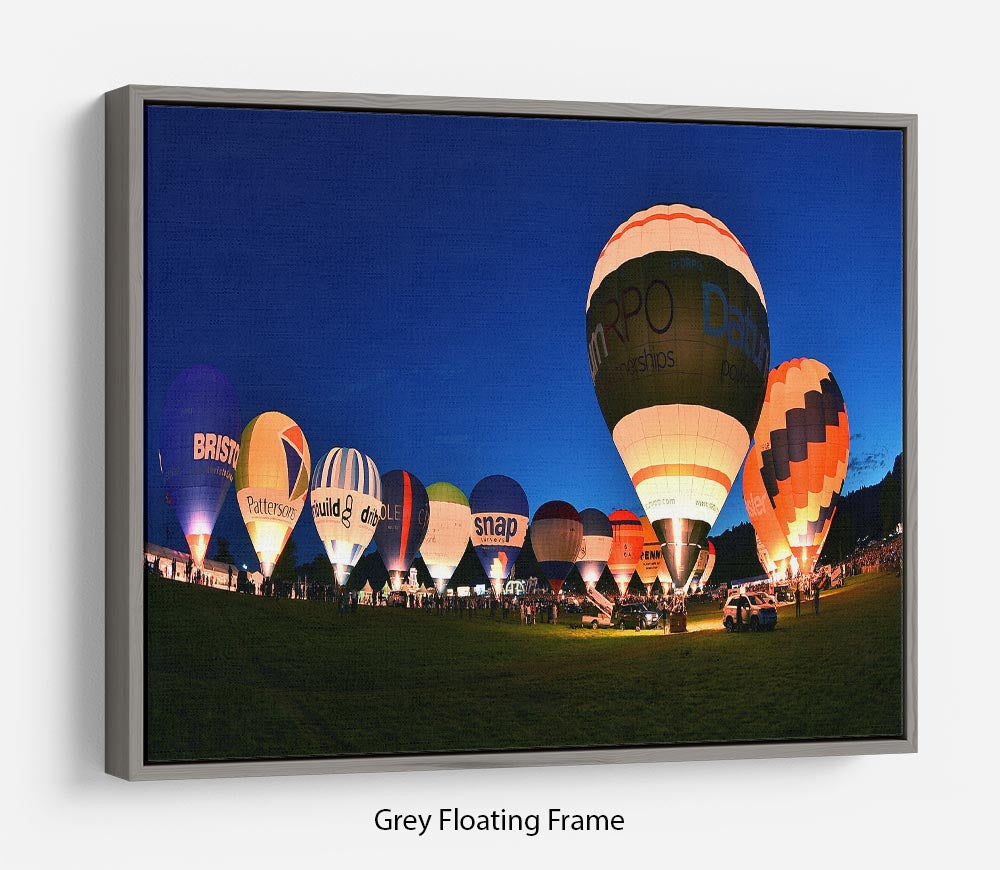 Balloons at night Floating Frame Canvas - Canvas Art Rocks - 3