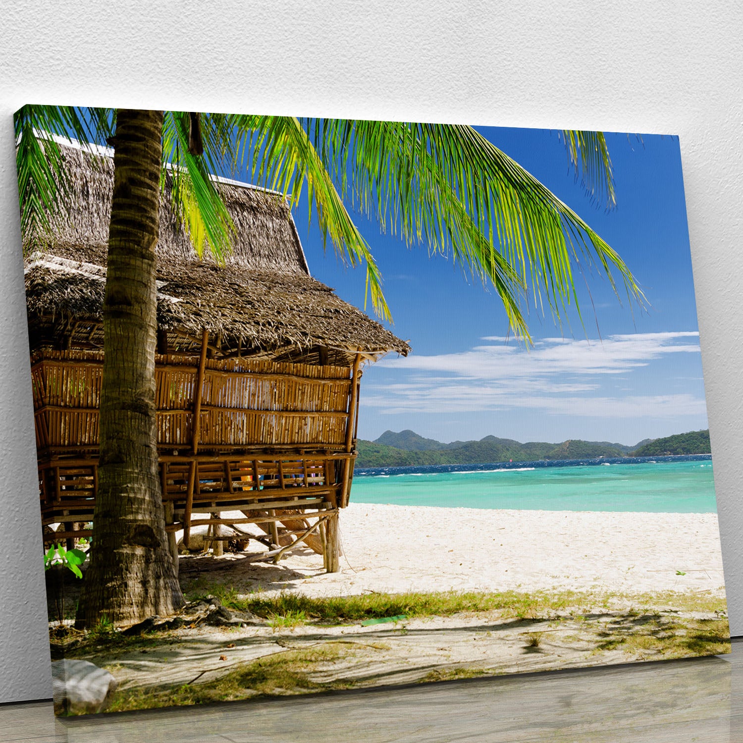 Bamboo hut on a tropical beach Canvas Print or Poster - Canvas Art Rocks - 1