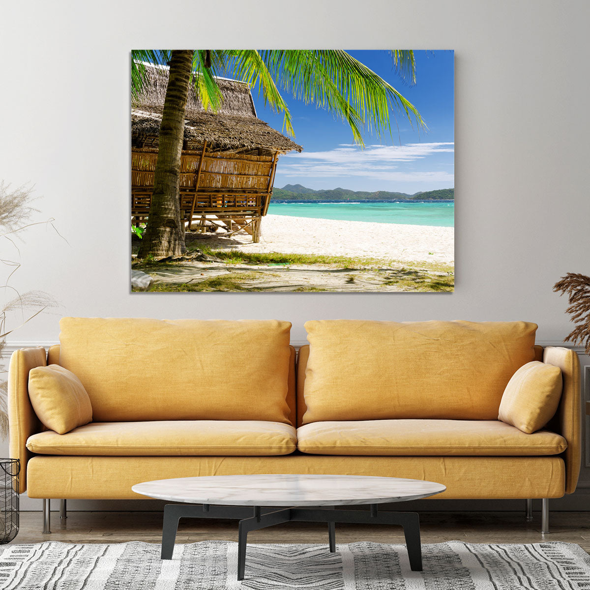 Bamboo hut on a tropical beach Canvas Print or Poster - Canvas Art Rocks - 4