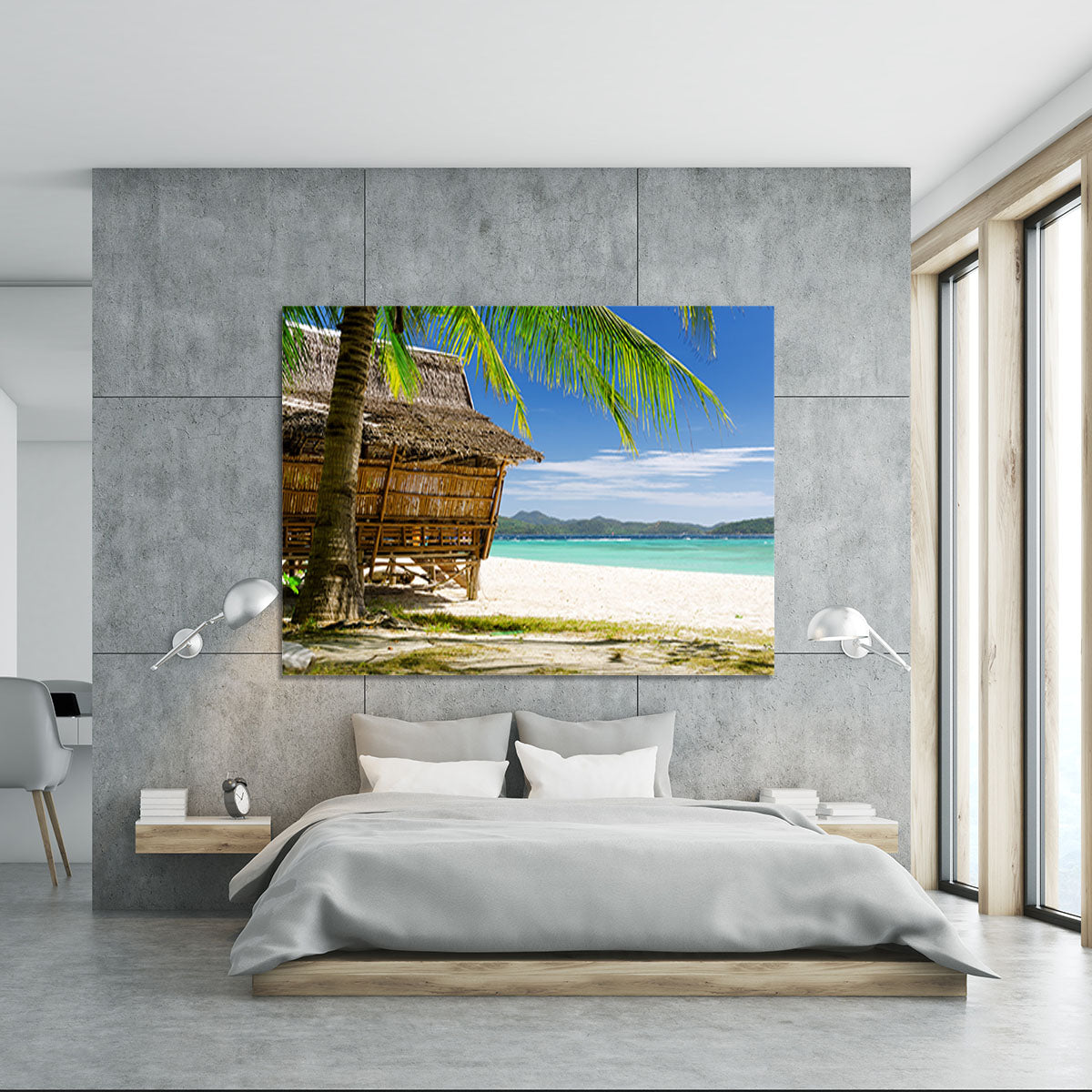 Bamboo hut on a tropical beach Canvas Print or Poster - Canvas Art Rocks - 5