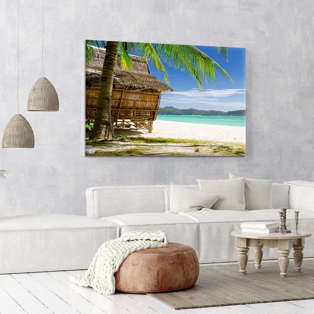 Bamboo hut on a tropical beach Canvas Print or Poster - Canvas Art Rocks - 6