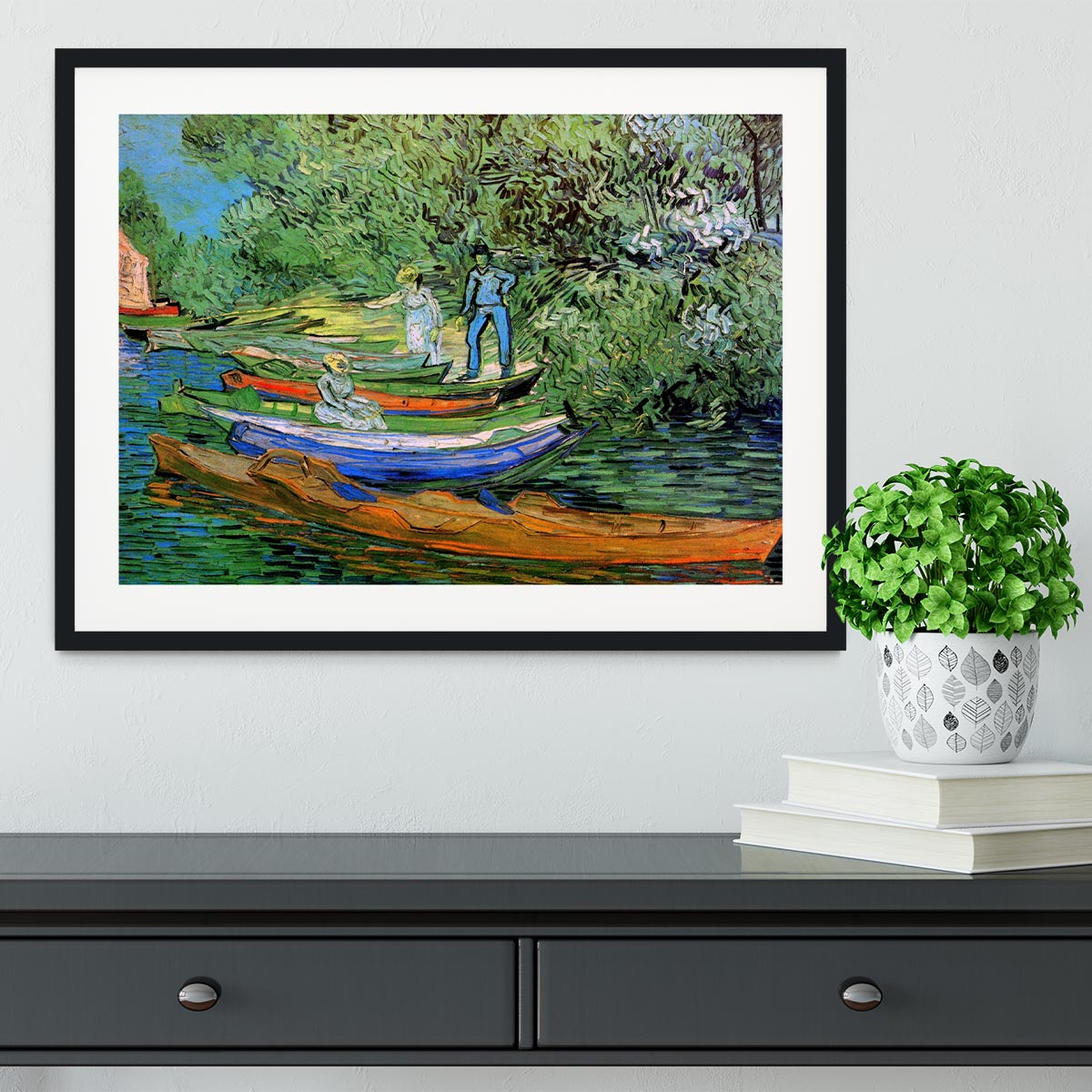 Bank of the Oise at Auvers by Van Gogh Framed Print - Canvas Art Rocks - 1
