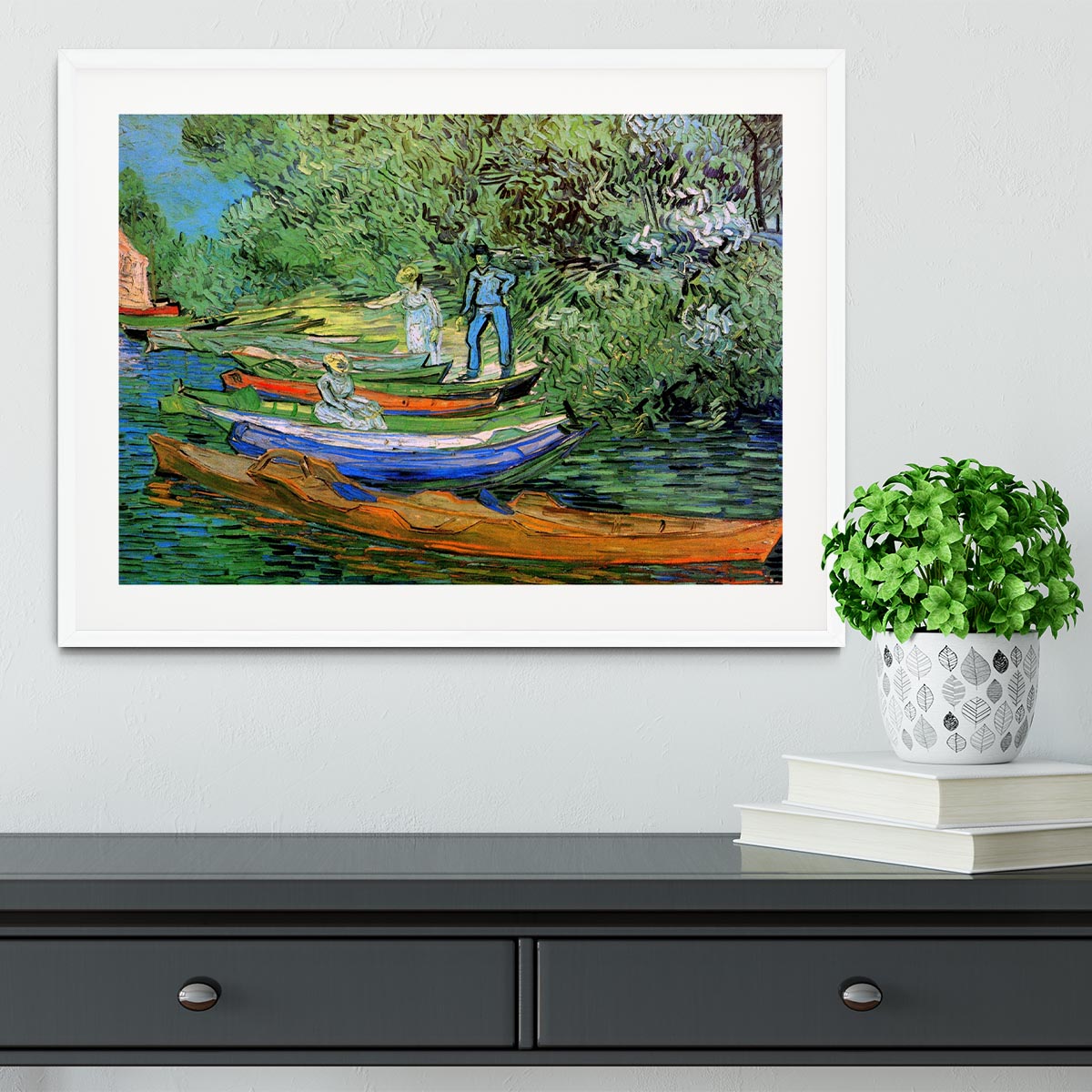 Bank of the Oise at Auvers by Van Gogh Framed Print - Canvas Art Rocks - 5