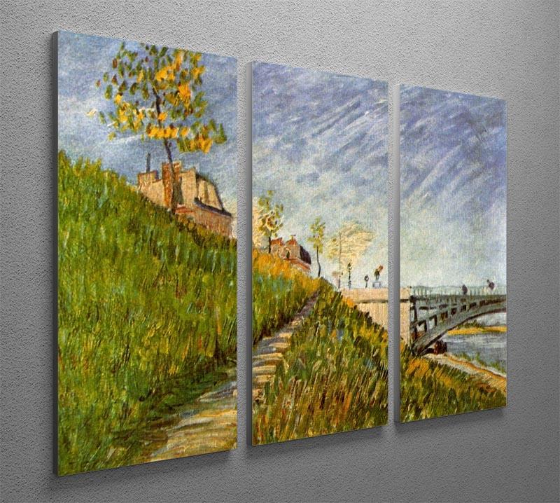 Banks of the Seine with Pont de Clichy by Van Gogh 3 Split Panel Canvas Print - Canvas Art Rocks - 4