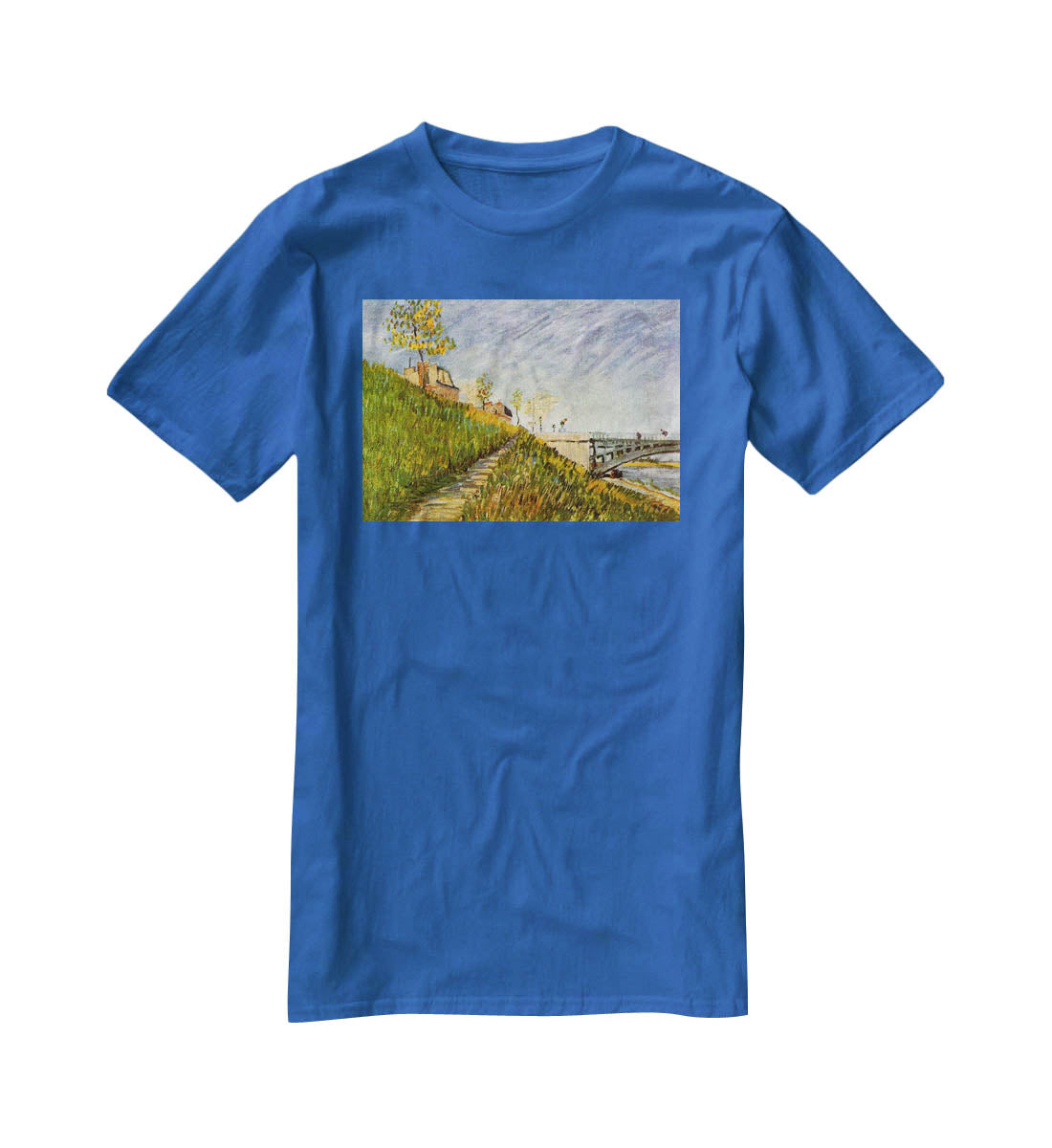 Banks of the Seine with Pont de Clichy by Van Gogh T-Shirt - Canvas Art Rocks - 2