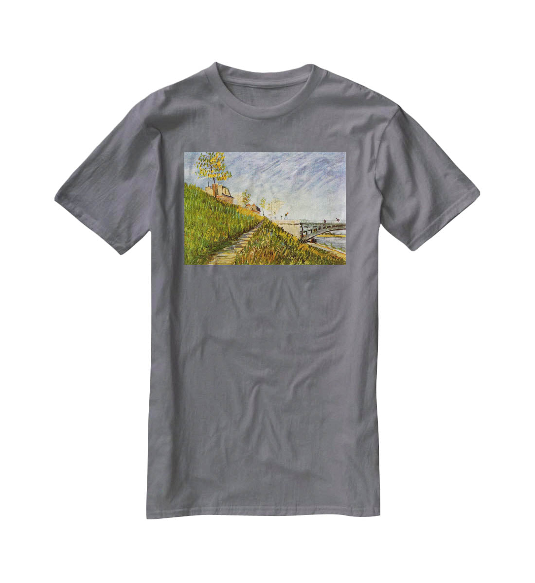 Banks of the Seine with Pont de Clichy by Van Gogh T-Shirt - Canvas Art Rocks - 3