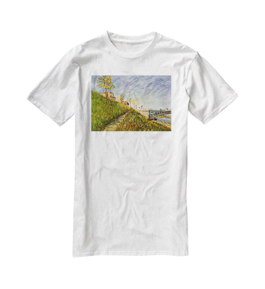 Banks of the Seine with Pont de Clichy by Van Gogh T-Shirt - Canvas Art Rocks - 5