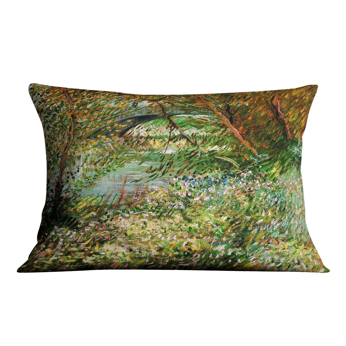 Banks of the Seine with Pont de Clichy in the Spring by Van Gogh Cushion