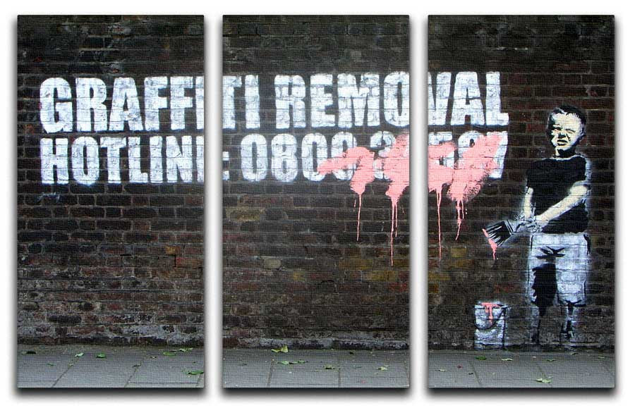 Banksy Graffiti Removal Hotline Split-Panel Canvas Print - Canvas Art Rocks
