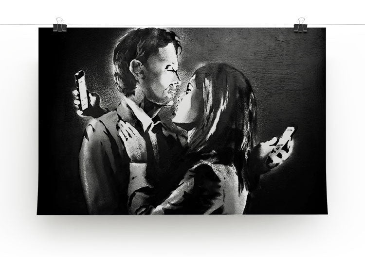 Banksy Mobile Lovers Print - Canvas Art Rocks - 3