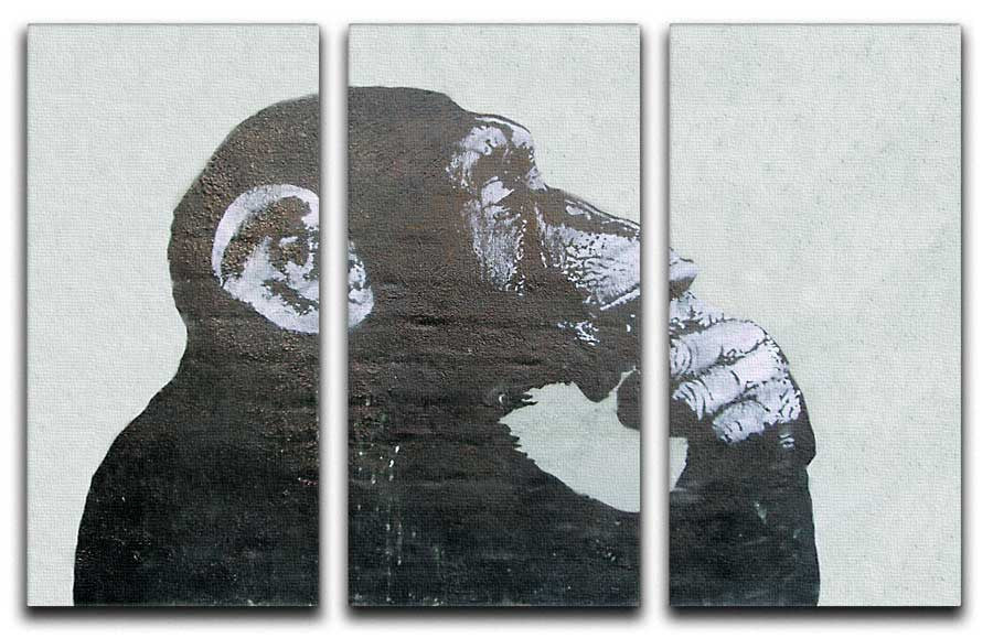 Banksy Thinking Monkey 3 Split Canvas Print - Canvas Art Rocks