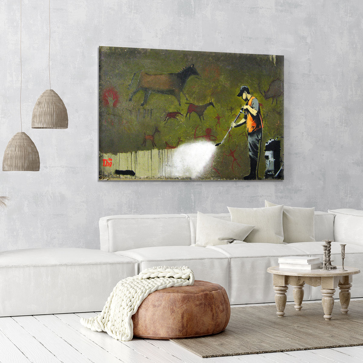 Banksy Cave Graffiti Removal Canvas Print or Poster