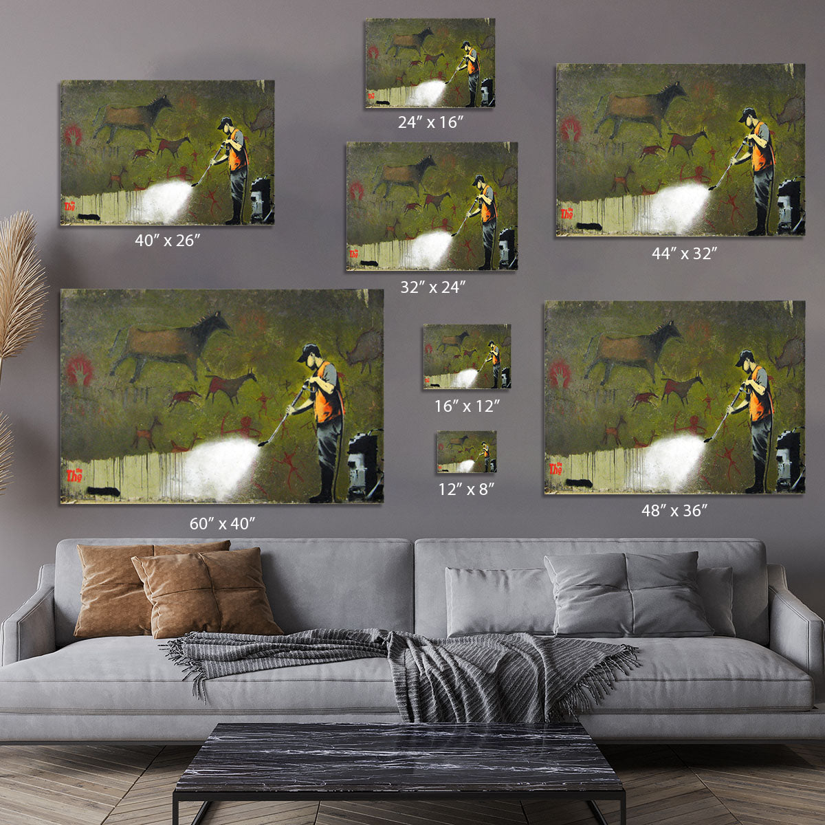 Banksy Cave Graffiti Removal Canvas Print or Poster