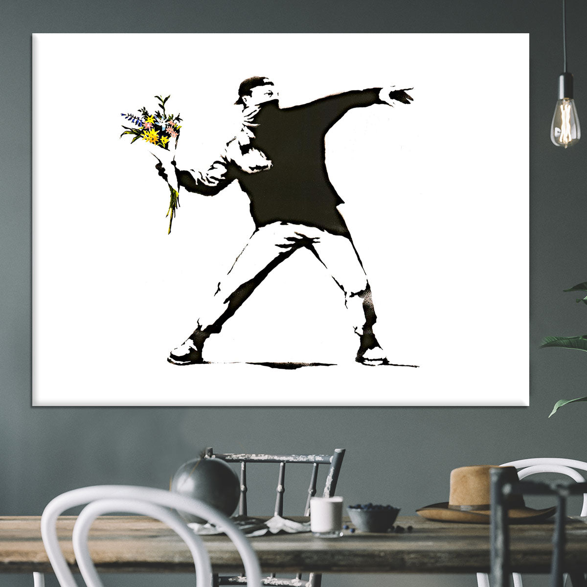 Banksy Flower Thrower Canvas Print or Poster