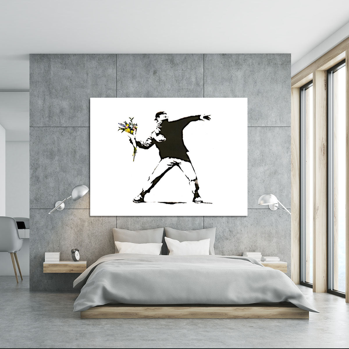 Banksy Flower Thrower Canvas Print or Poster