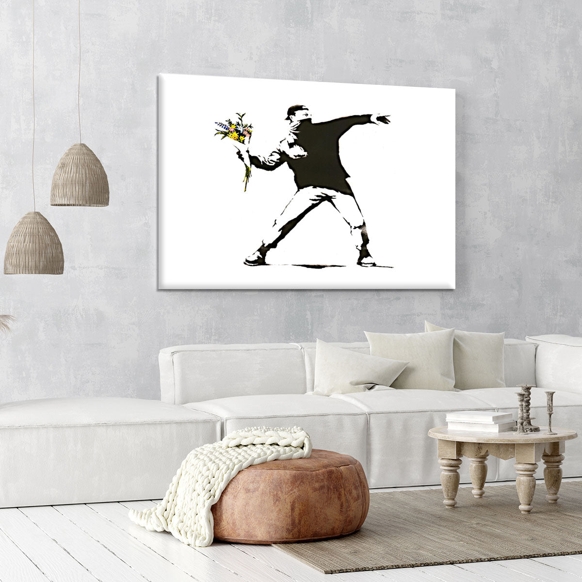 Banksy Flower Thrower Nature Meets Urban Canvas Print