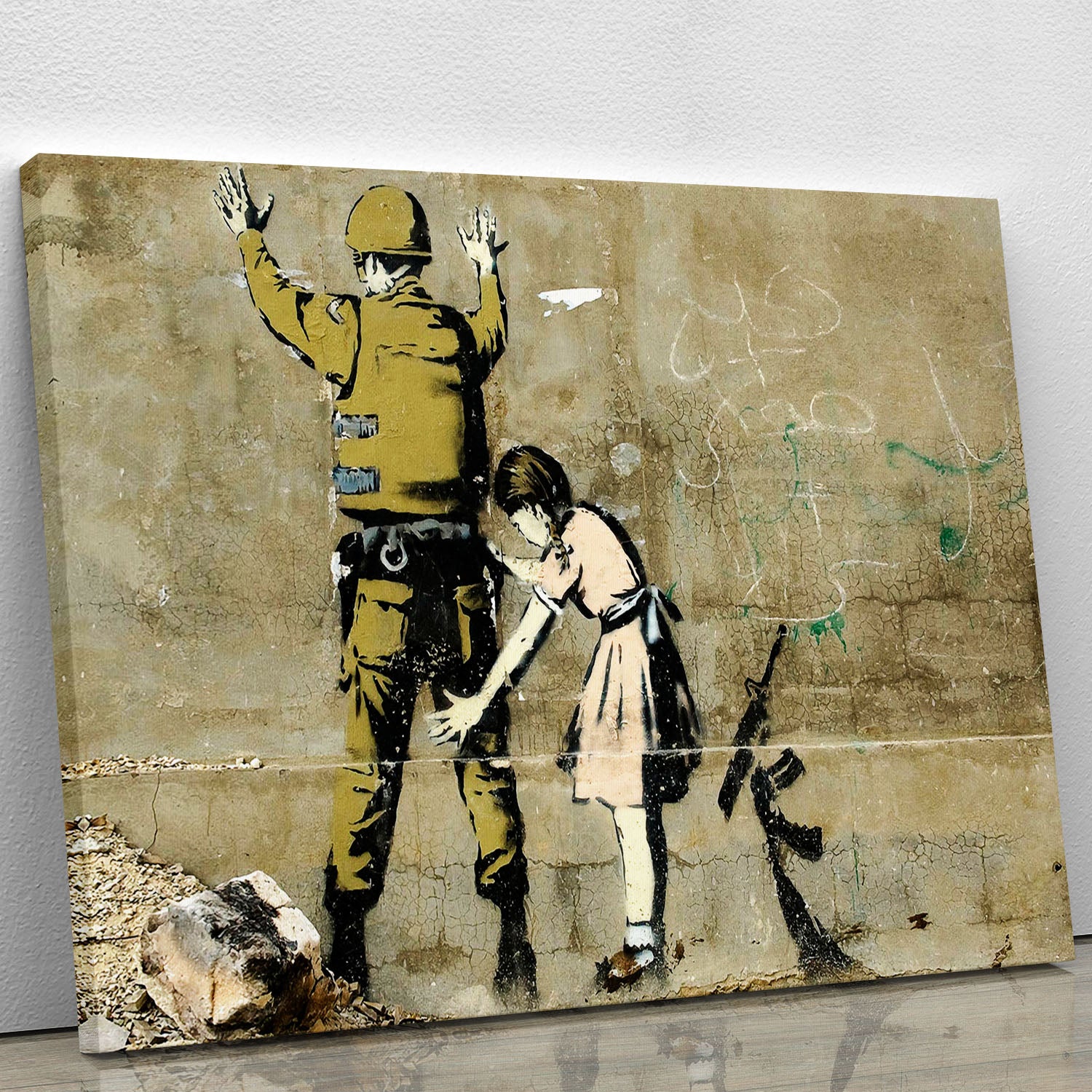 Banksy Girl and Soldier Canvas Print or Poster