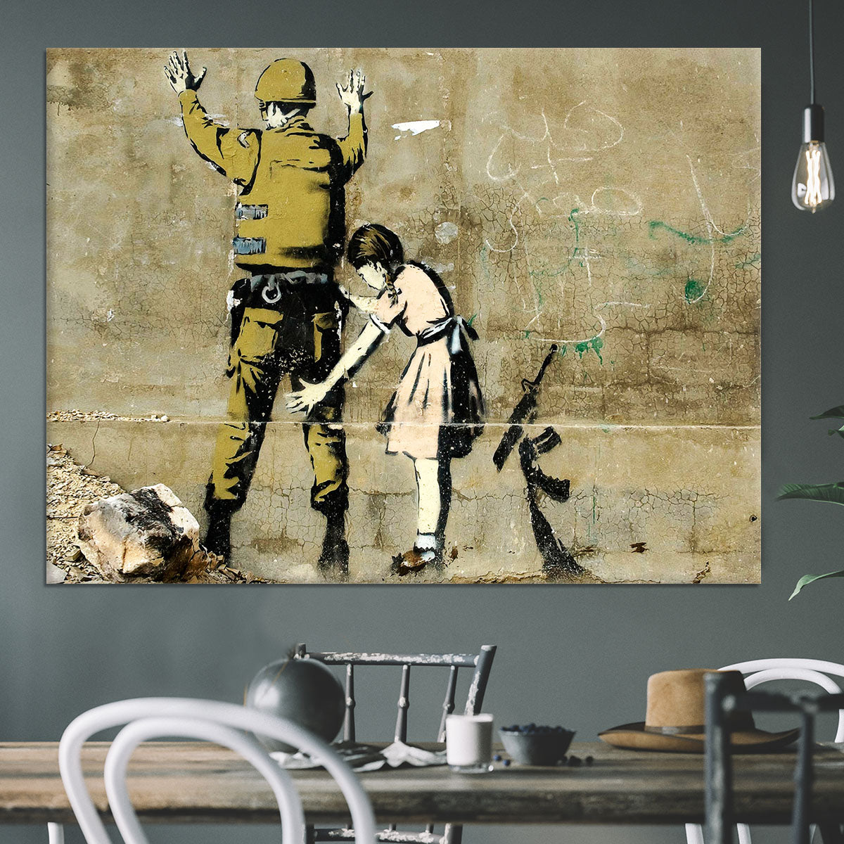 Banksy Girl and Soldier Canvas Print or Poster