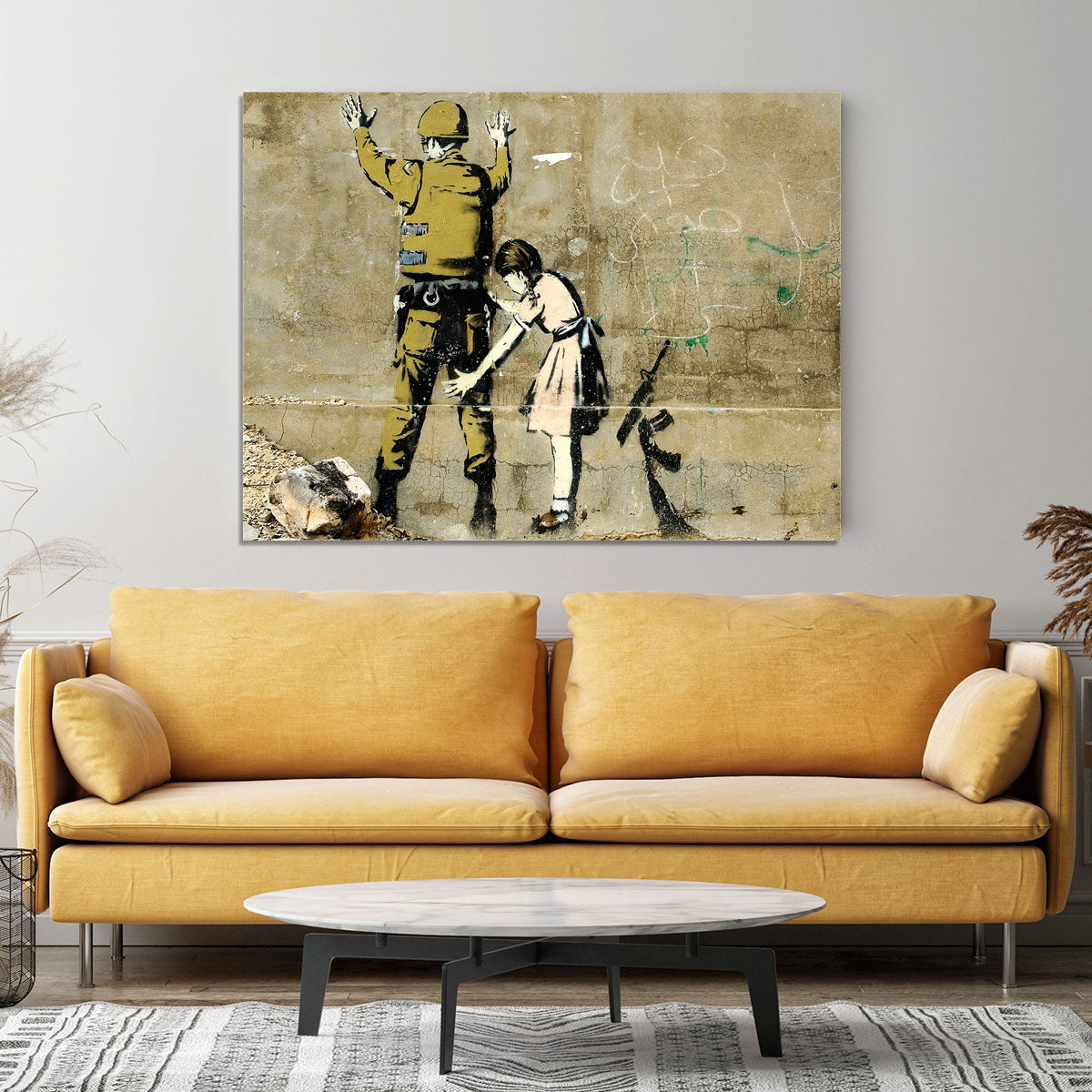 Banksy Girl and Soldier Canvas Print or Poster