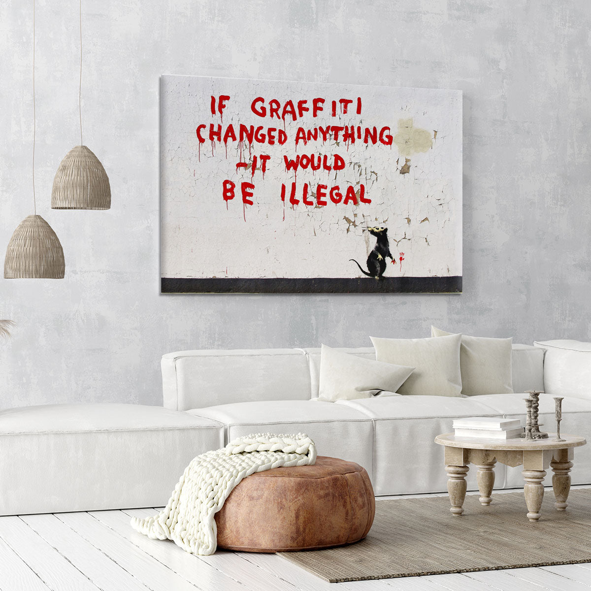 Banksy If Graffiti Changed Anything Canvas Print or Poster