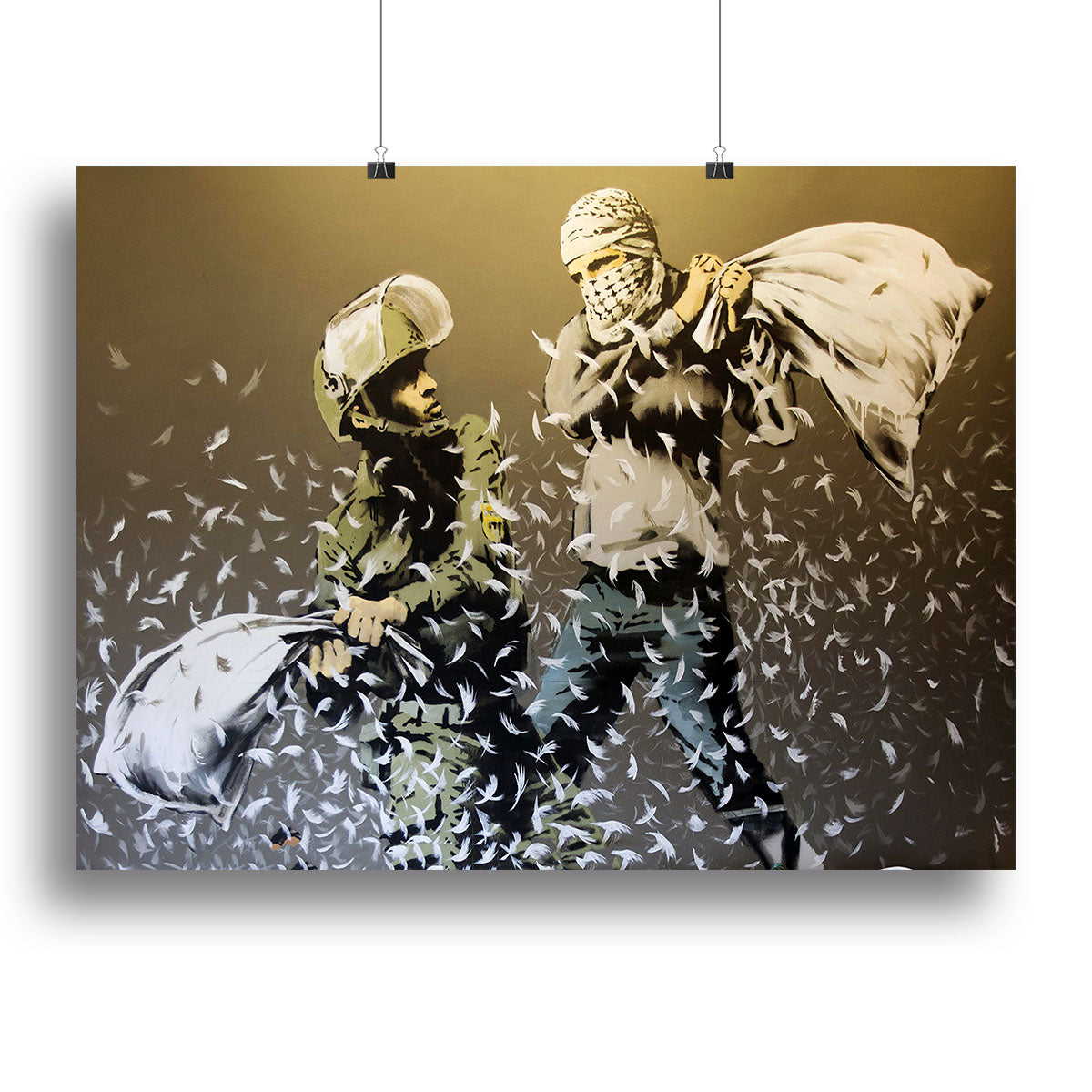 Banksy Israeli or Palestinian Pillow Fight Canvas Print or Poster