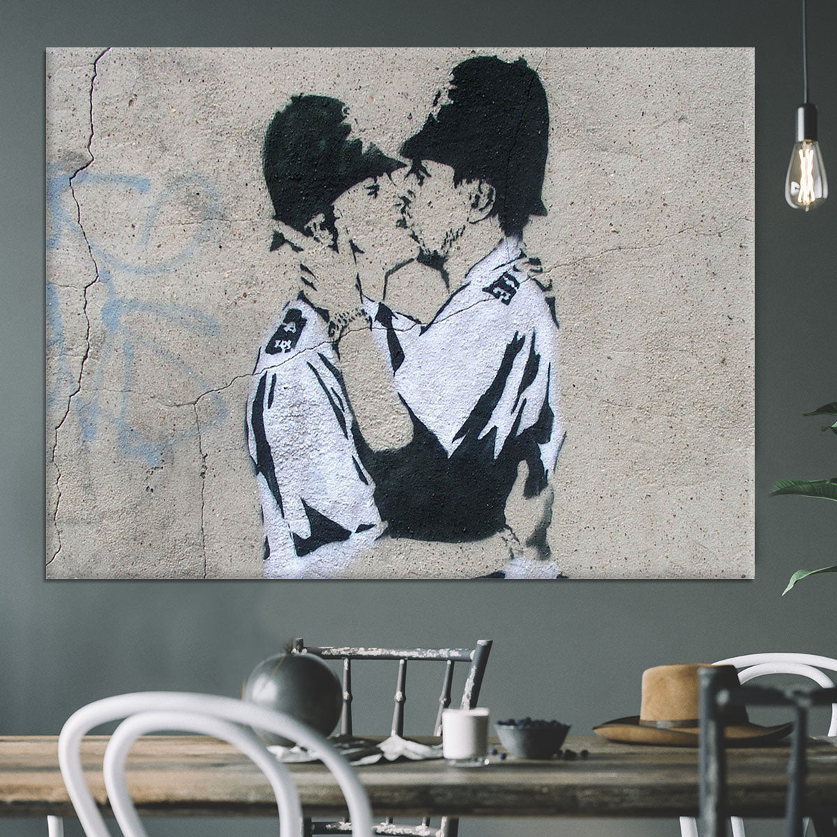 Banksy Kissing Policemen Canvas Print or Poster