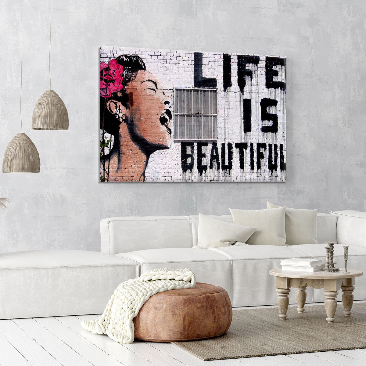 Banksy Life is Beautiful - Version 2 Canvas Print or Poster