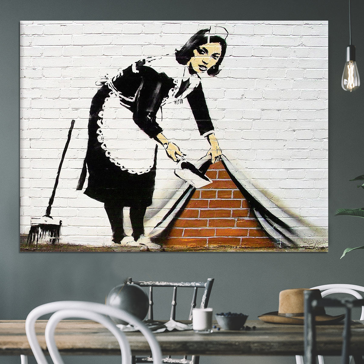 Banksy Maid Sweeping Under the Carpet Canvas Print or Poster