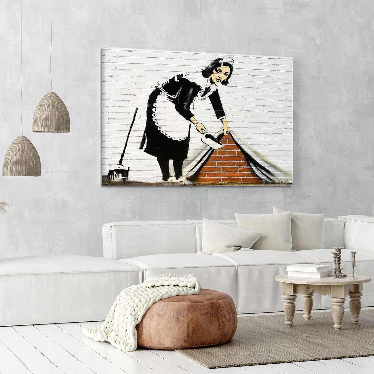 Banksy Maid Sweeping Under the Carpet Canvas Print or Poster
