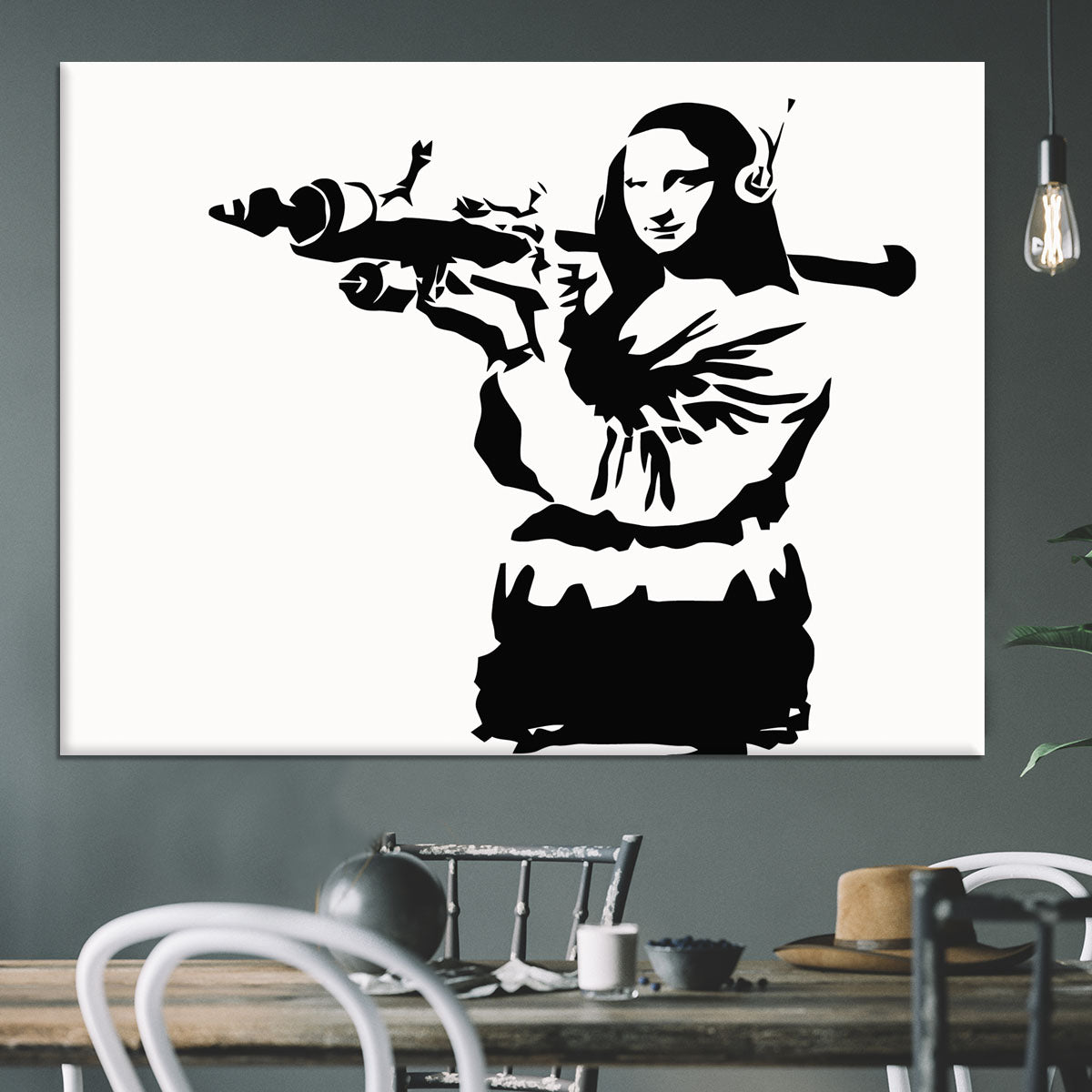 Banksy Mona Lisa Rocket Launcher Canvas Print or Poster