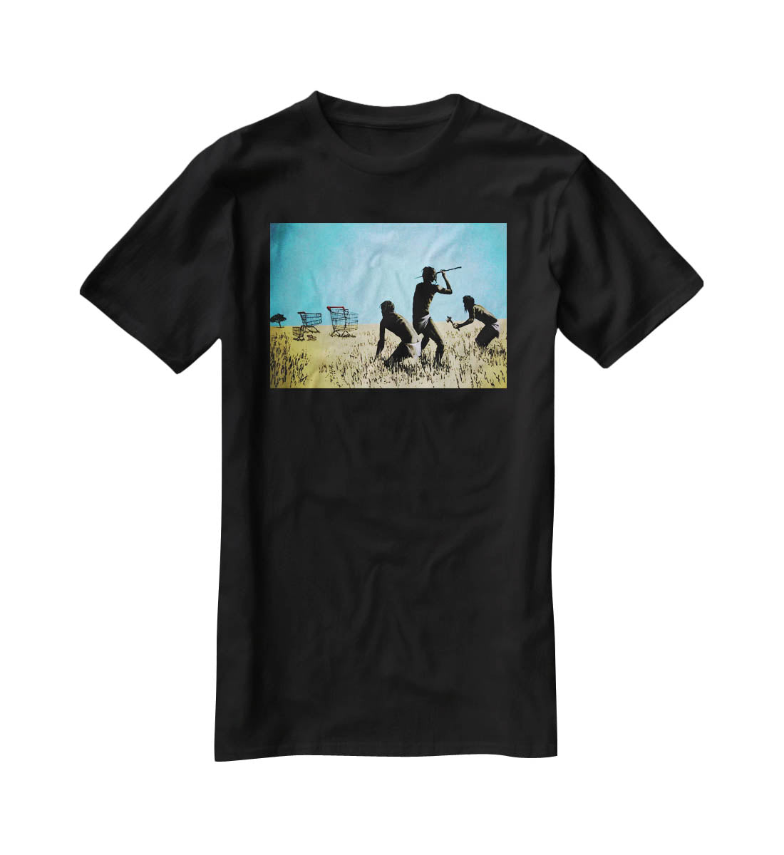 Banksy Aborigine Hunters T-Shirt - Canvas Art Rocks - 1