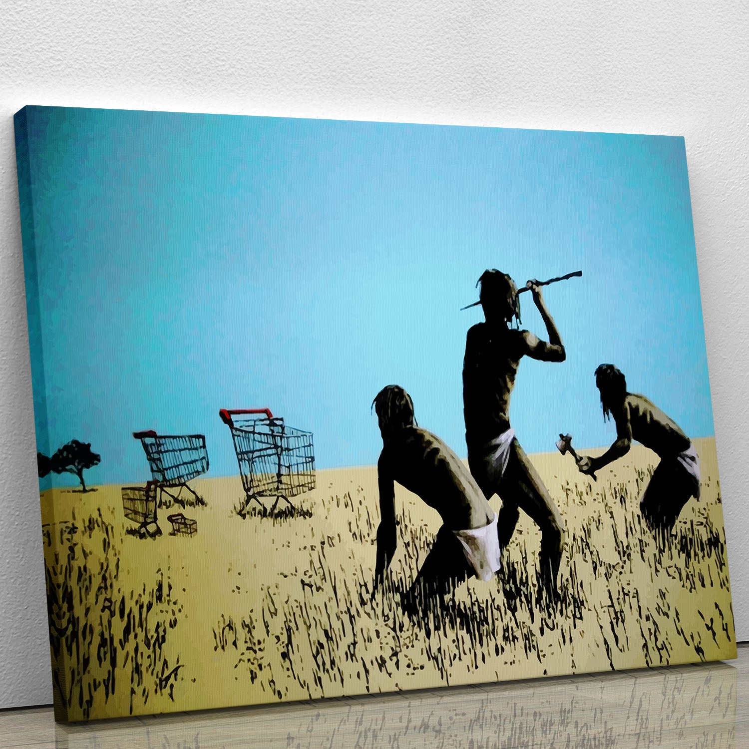 Banksy Aborigine Hunters Canvas Print or Poster - Canvas Art Rocks - 1