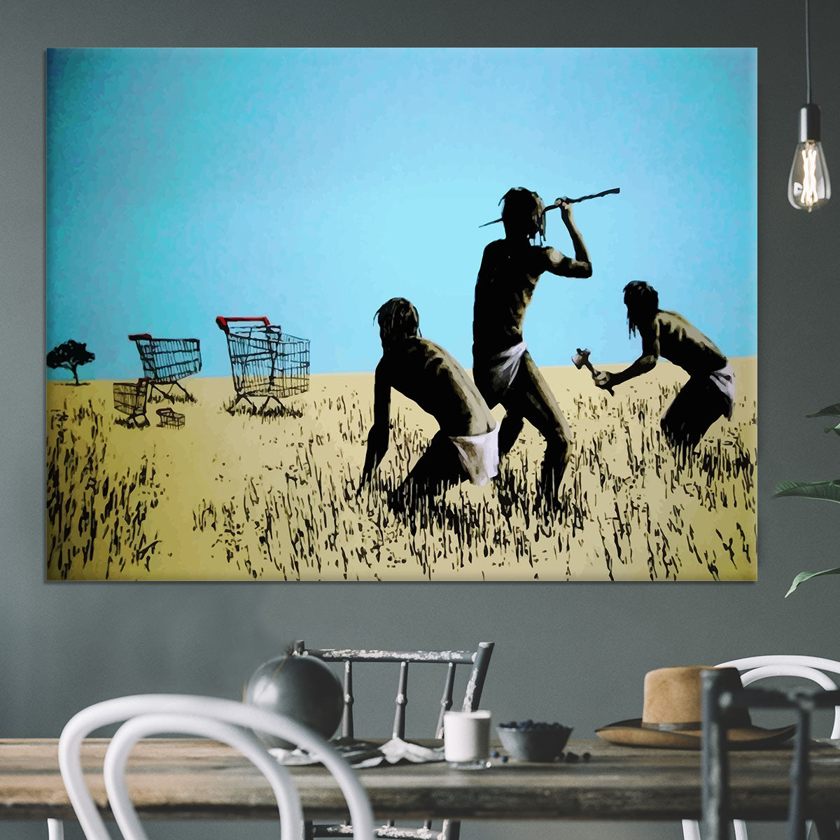 Banksy Aborigine Hunters Canvas Print or Poster - Canvas Art Rocks - 3