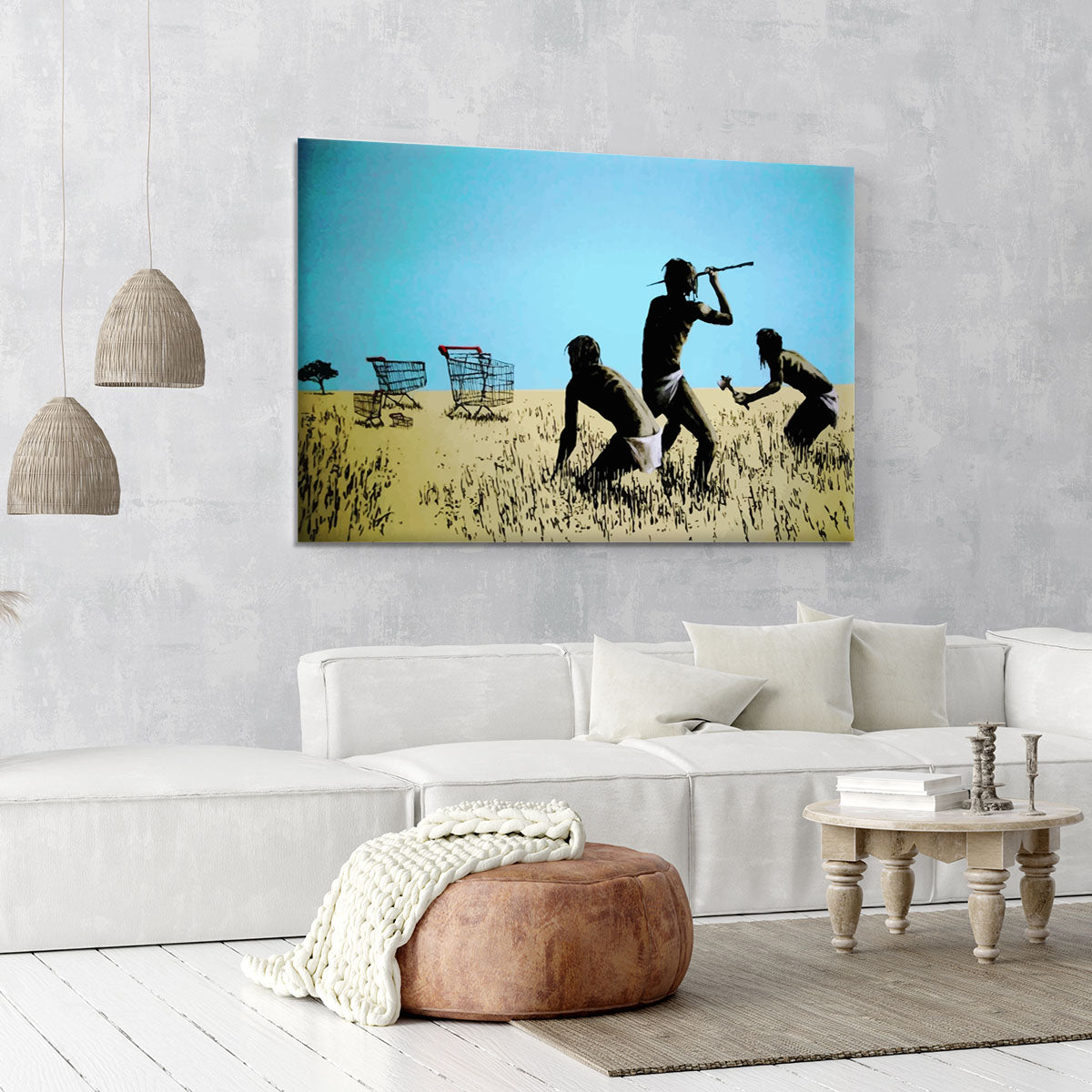 Banksy Aborigine Hunters Canvas Print or Poster - Canvas Art Rocks - 6