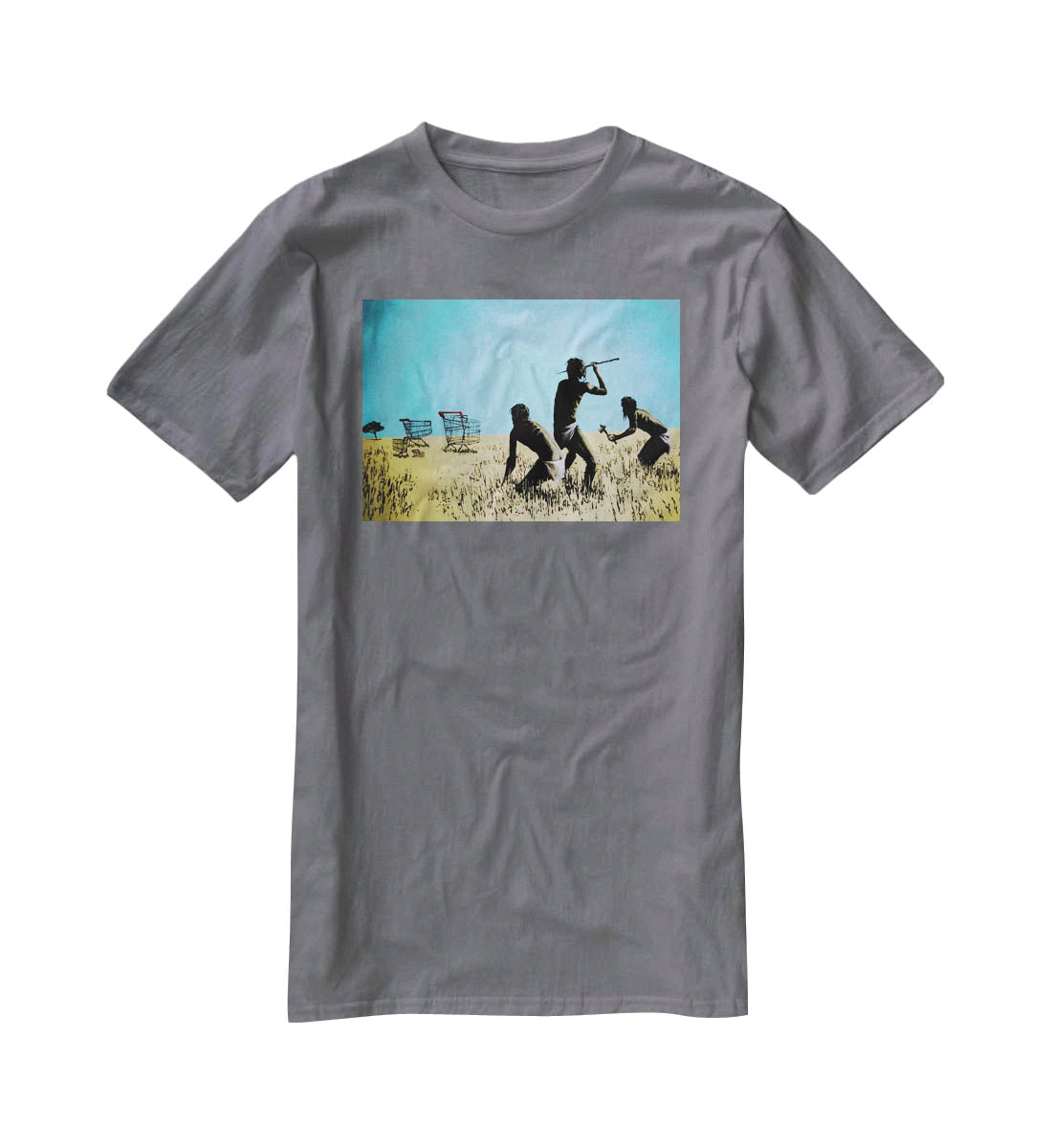 Banksy Aborigine Hunters T-Shirt - Canvas Art Rocks - 3