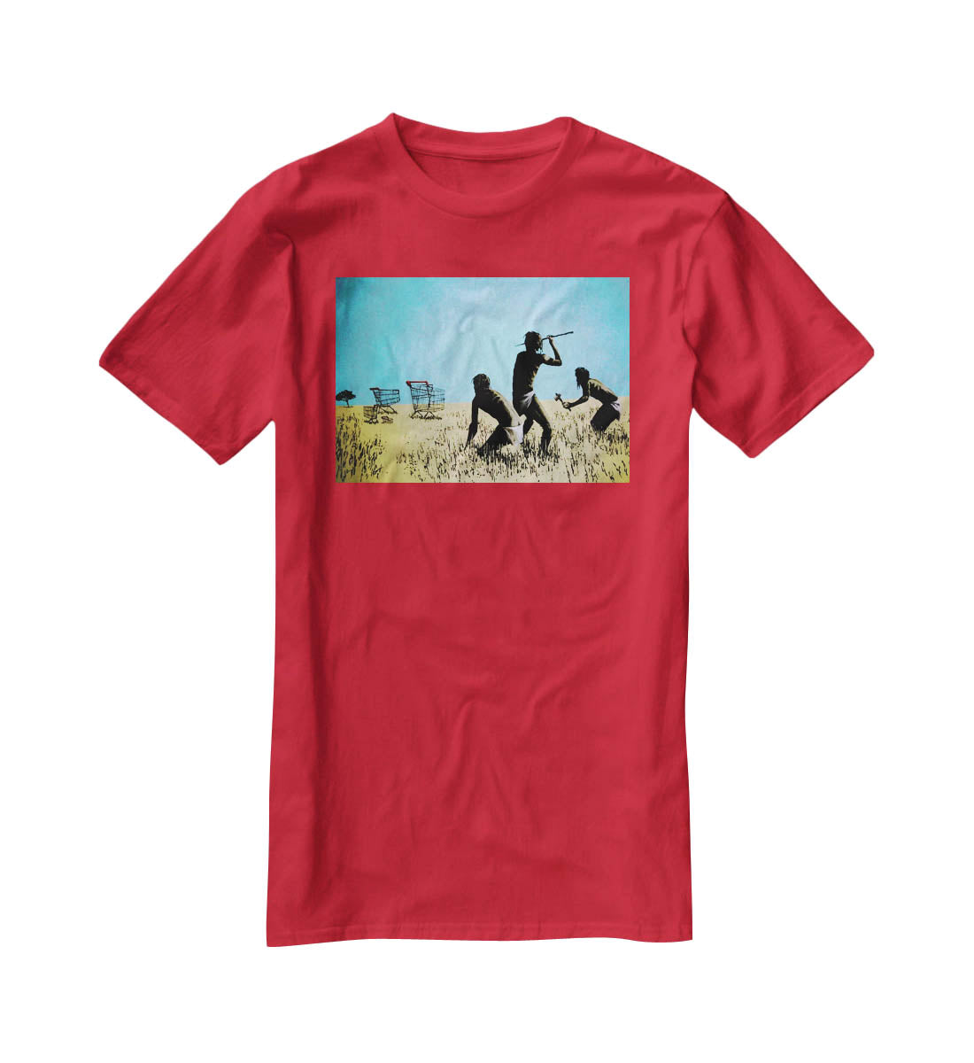Banksy Aborigine Hunters T-Shirt - Canvas Art Rocks - 4