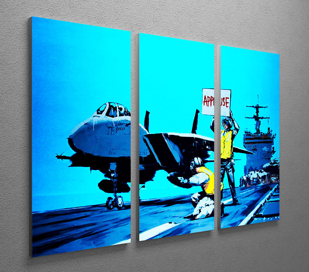 Banksy Aircraft Carrier Applause 3 Split Panel Canvas Print - Canvas Art Rocks