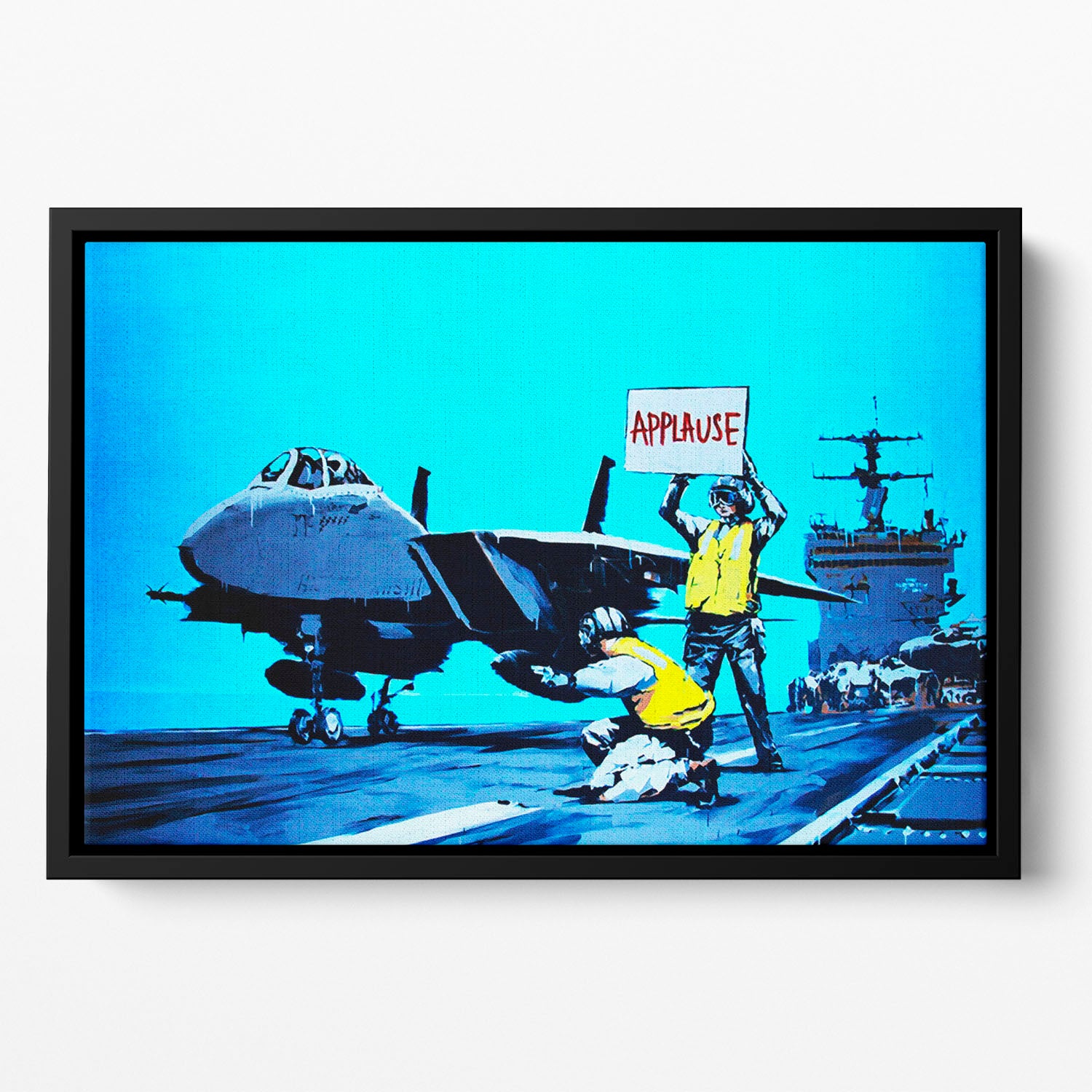 Banksy Aircraft Carrier Applause Floating Framed Canvas
