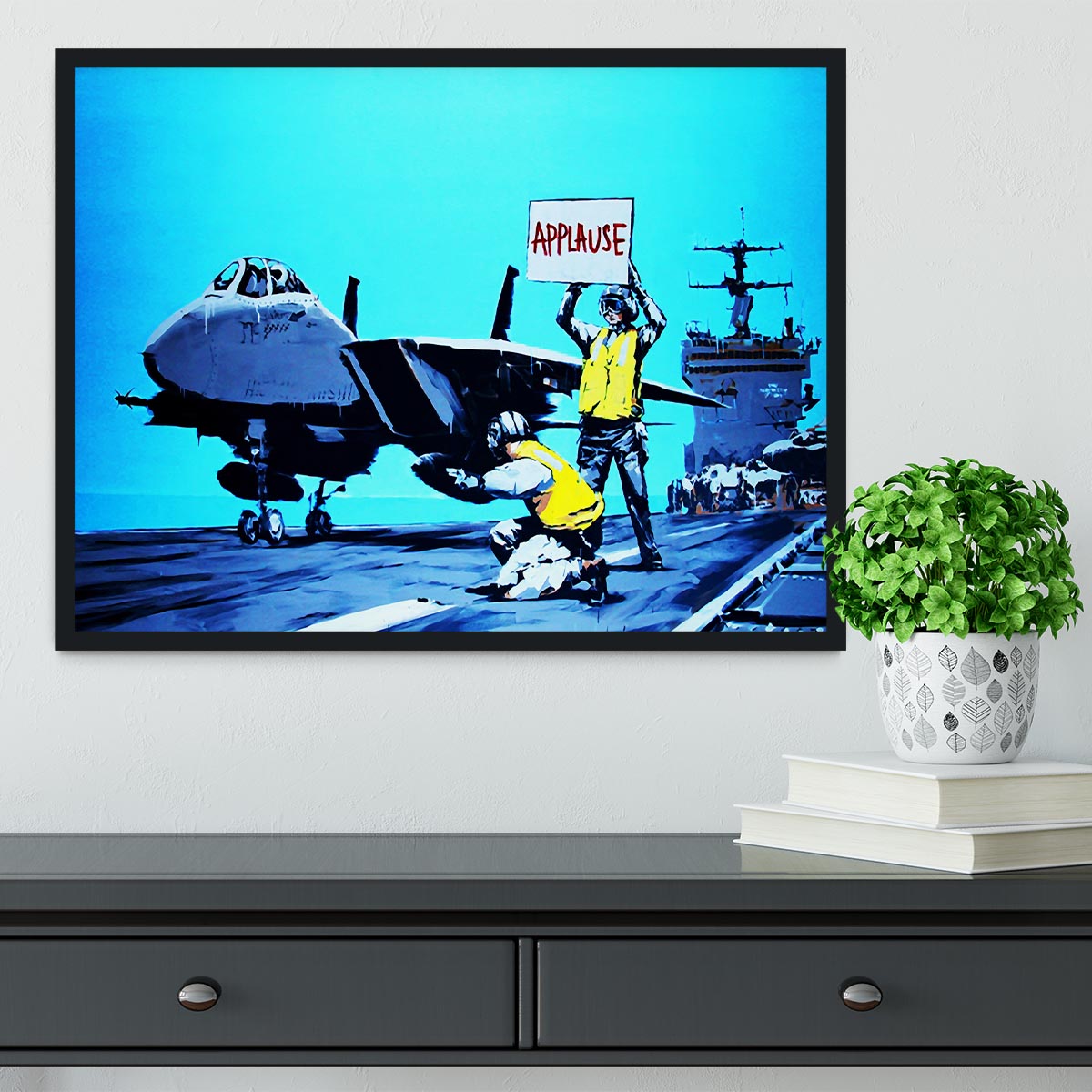 Banksy Aircraft Carrier Applause Framed Print - Canvas Art Rocks - 2