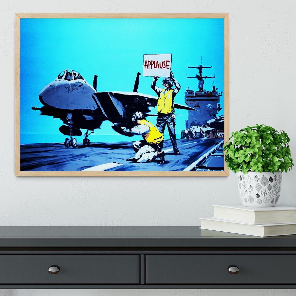 Banksy Aircraft Carrier Applause Framed Print - Canvas Art Rocks - 4