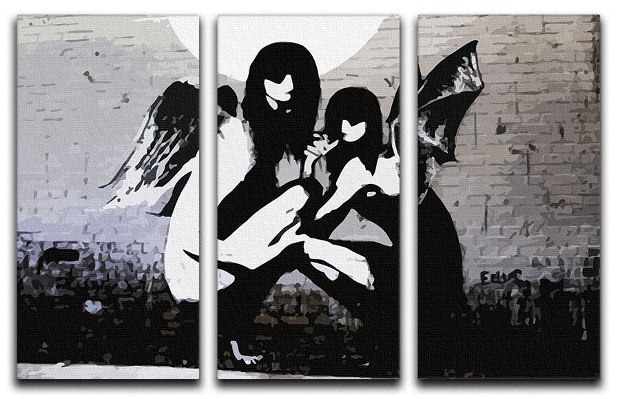 Banksy Angels In Moonlight 3 Split Panel Canvas Print - Canvas Art Rocks