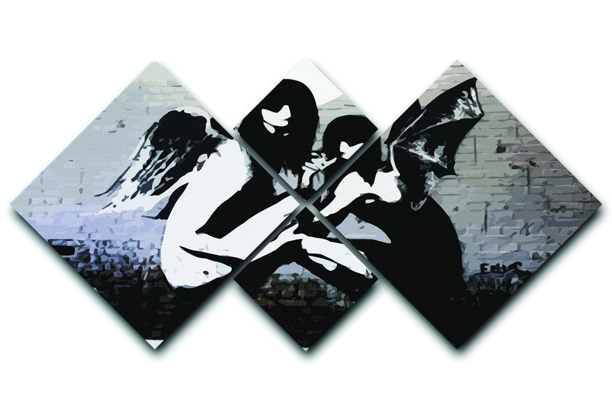 Banksy Angels In Moonlight 4 Square Multi Panel Canvas  - Canvas Art Rocks - 1