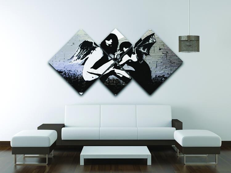 Banksy Angels In Moonlight 4 Square Multi Panel Canvas - Canvas Art Rocks - 3
